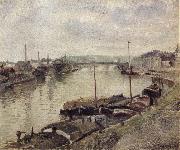 Camille Pissarro The Stone bridge and barges at Rouen oil on canvas